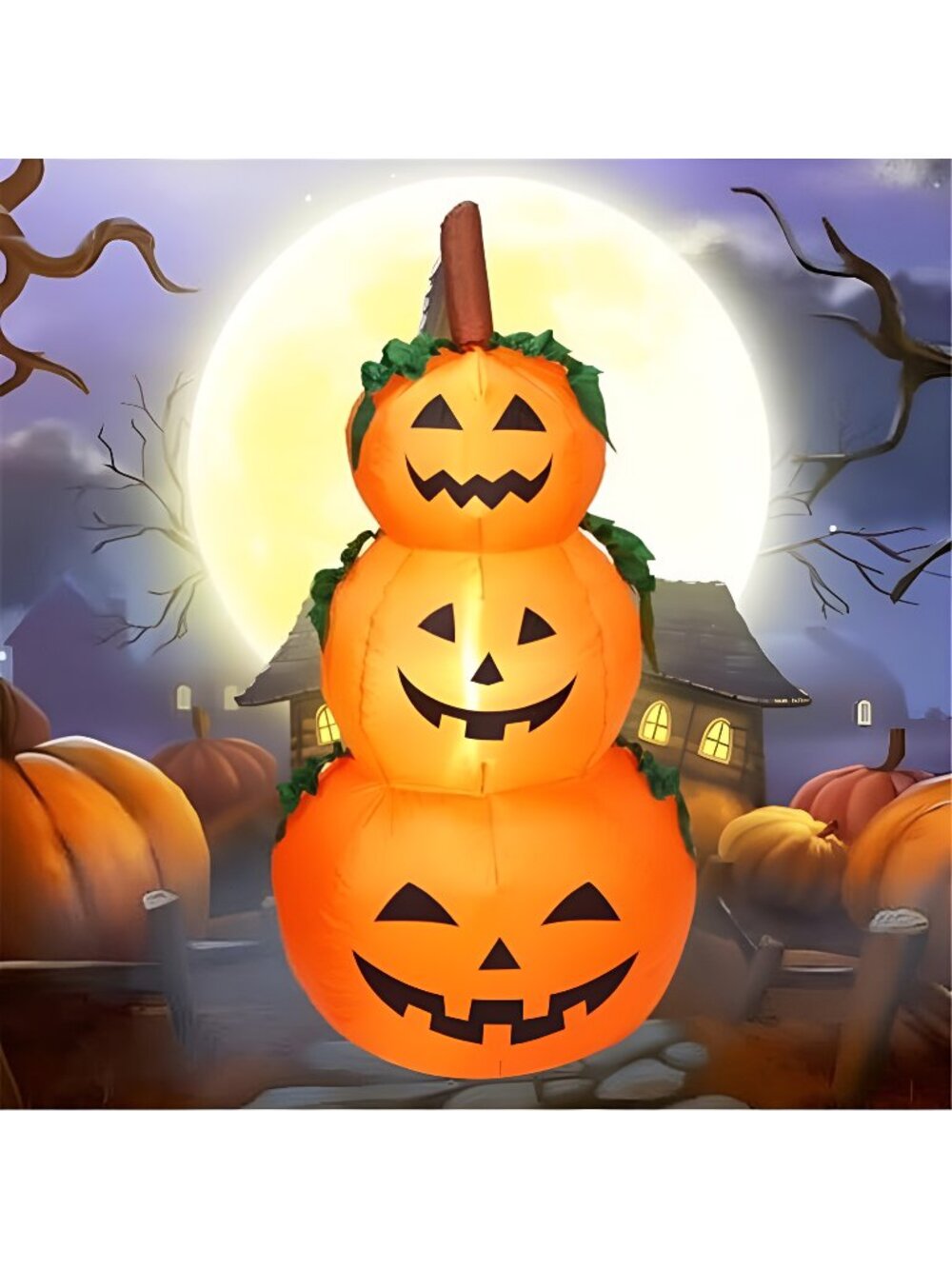 6FT H Halloween Inflatable Stacked Pumpkins Blow up Pumpkin Stacked with